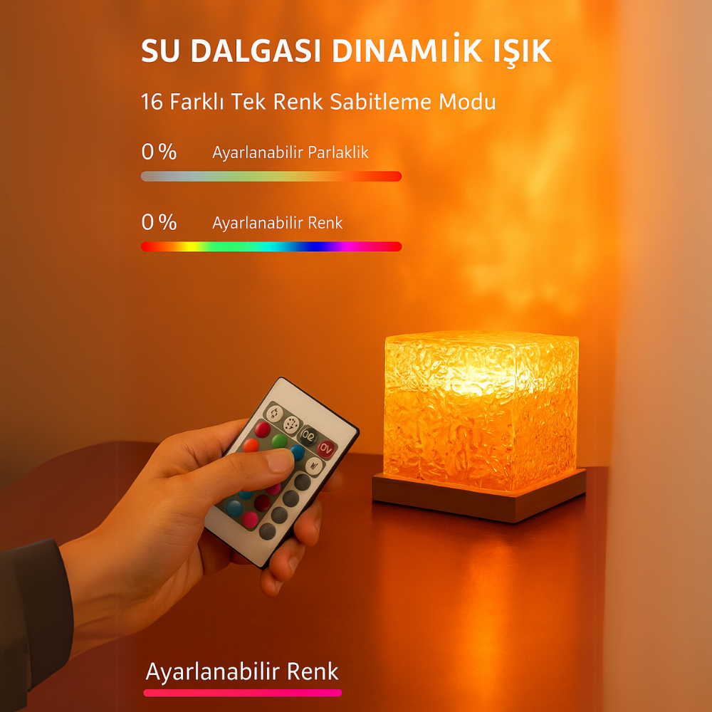 Aurora™ Okyanus Dalgası Projektör Işığı - 16 Renkli Gece Lambası